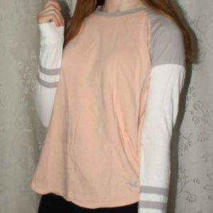Hollister Light Pink Striped-Arm Shirt